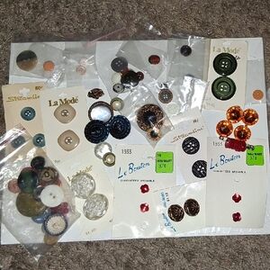 Vintage Button Collection (74 Buttons) in Assorted Colors
